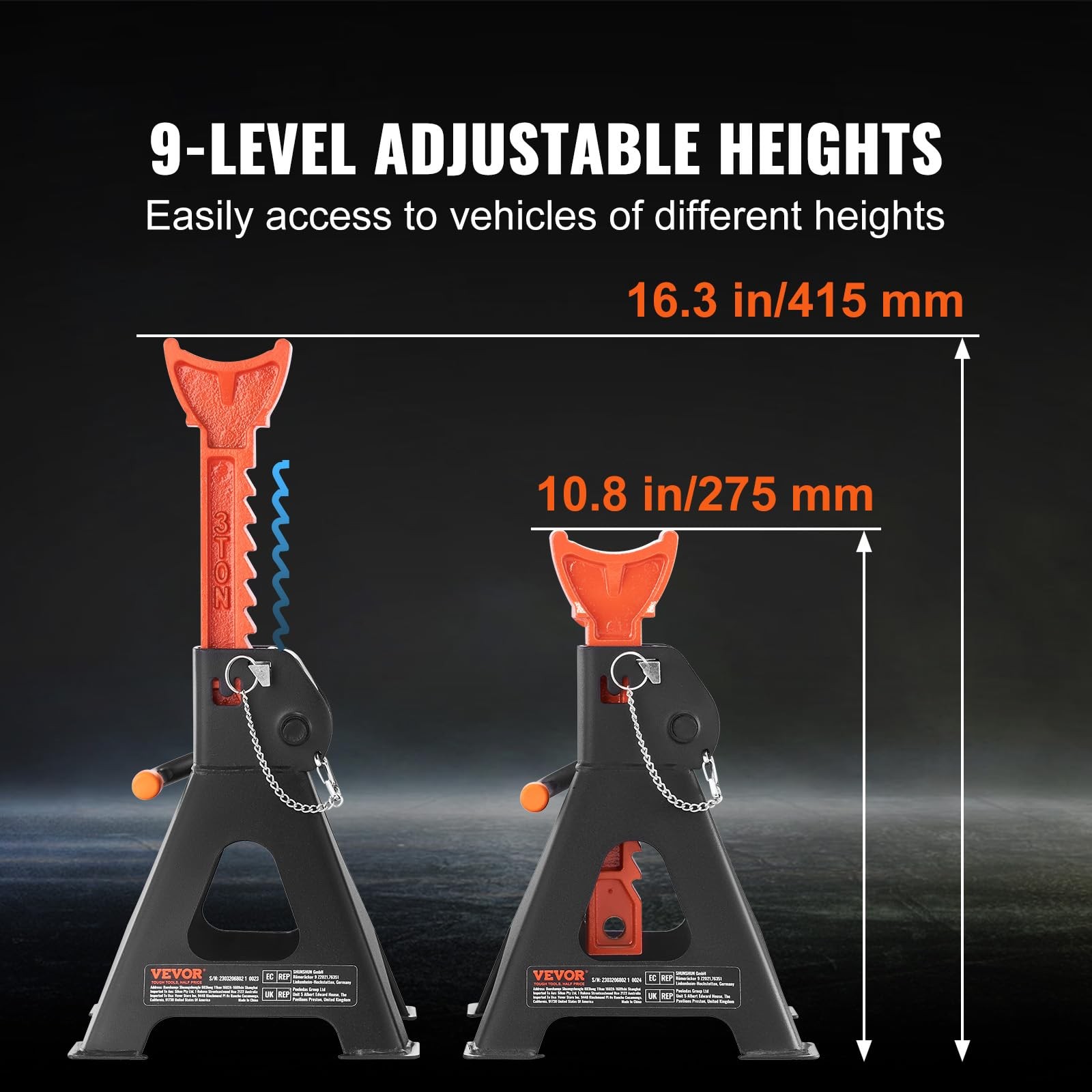 3 Ton Red Automotive Utility Jack Stands Adjustable Safe Car Lifting Tool - Image 5