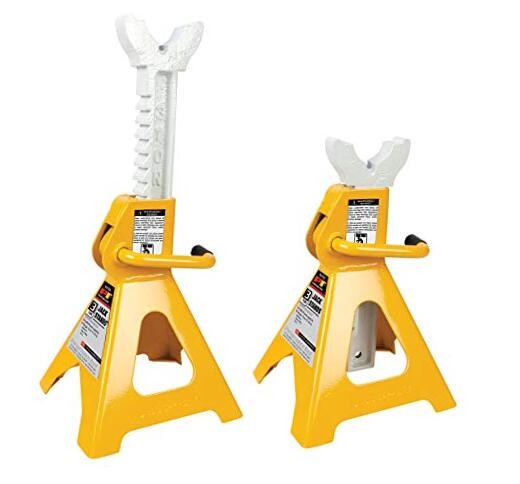 W41022 Ratchet Style Jack Stand Set for Lifting Vehicles During Maintenance,