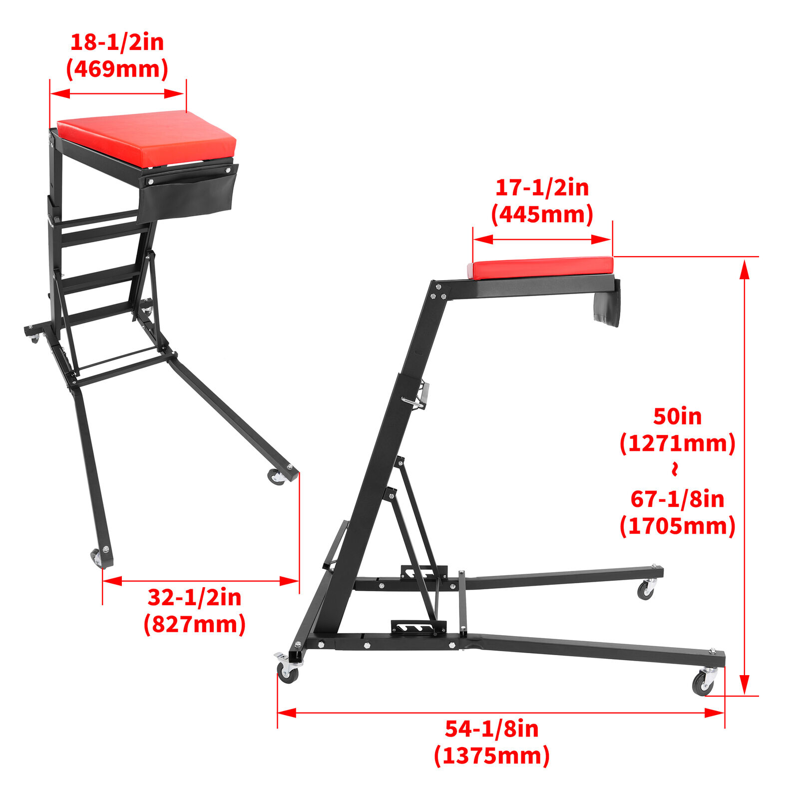 Foldable Automotive Topside Creeper Adjustable Height Movable Ladder 400Lbs - Image 2