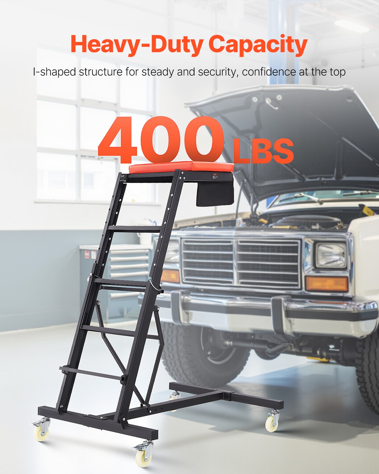 VEVOR Automotive Topside Creeper Engine Creeper Adjustable 49.6" to 75.6" 400LBS - Image 2