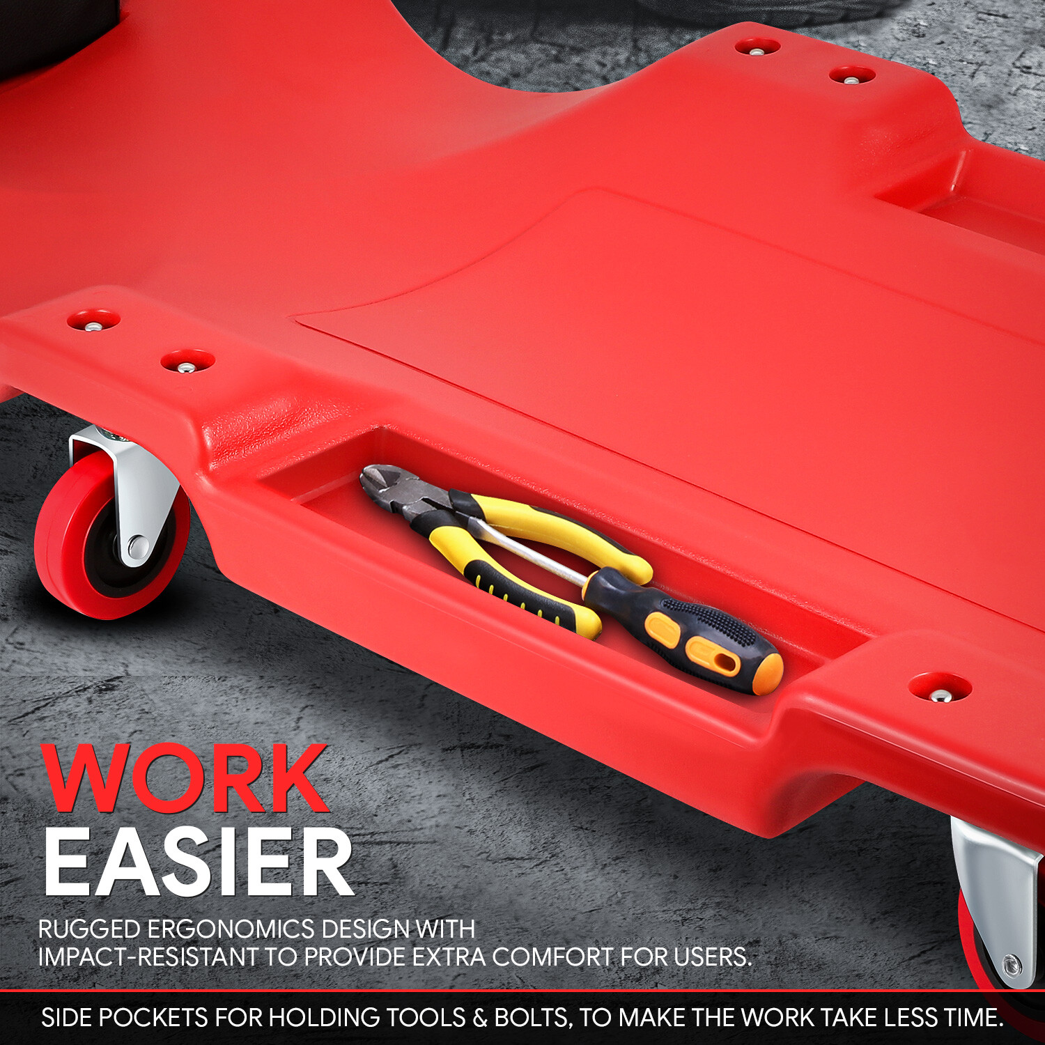 36"L X 17"W Low Profile Automotive Creeper for Garage Mechanic Rolling Under Car - Image 4