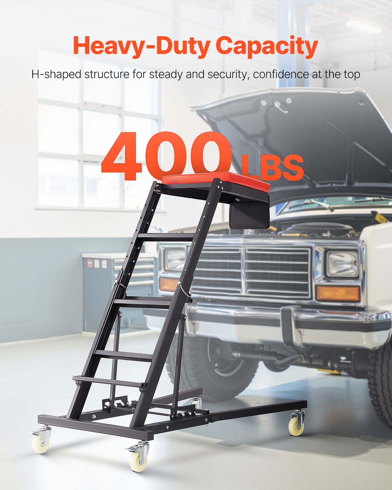 Automotive Topside Creeper 400LBS Adjustable Height Movable with 4 Wheels - Image 2