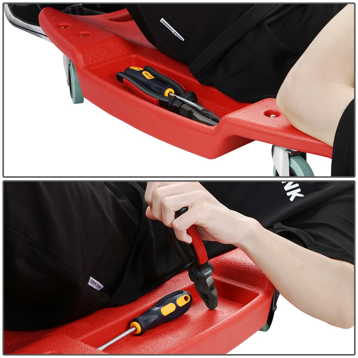 47" Low Profile Roller Mechanic Repair Automotive Creeper Red w/Padded Headrest - Image 4