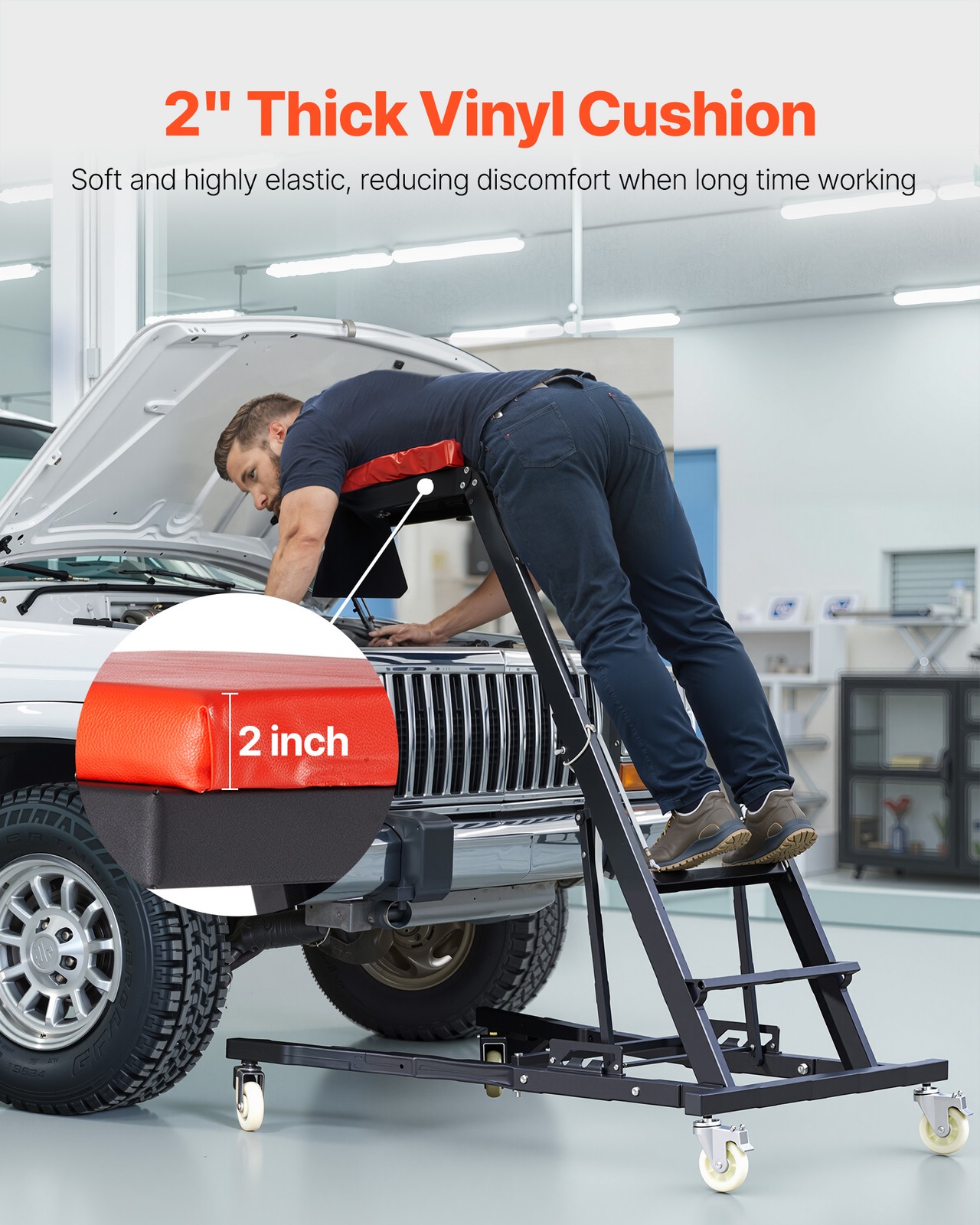 VEVOR Automotive Topside Creeper Adjustable 48"-76"400LBS Engine Movable Ladder - Image 4