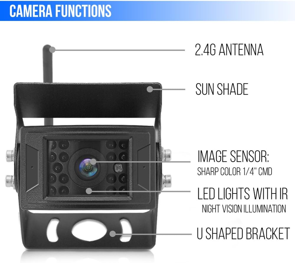 7" Wireless Vehicle Safety Monitor with Night Vision for Bus, Truck, Van - Image 3