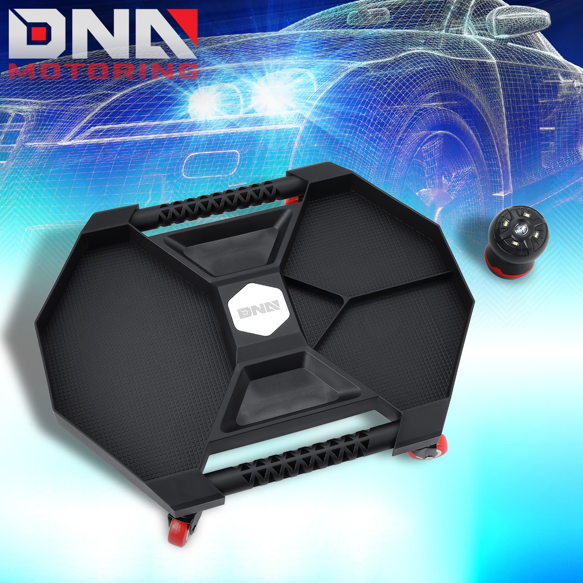 DNA Motoring 21"x 15"x 4.5" Mechanic Automotive Rolling Tool Tray Creeper w/Lamp