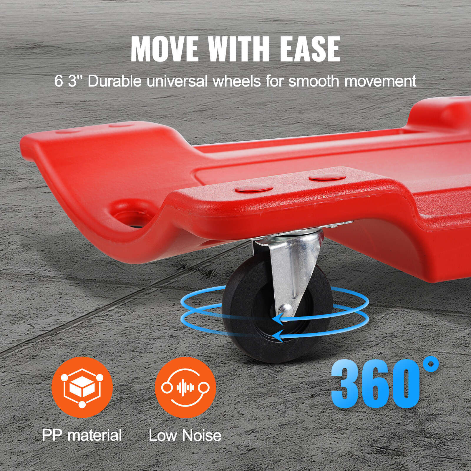 VEVOR 36 in Mechanic Plastic Creeper Automotive Rolling Garage 350 lbs HDPE - Image 4