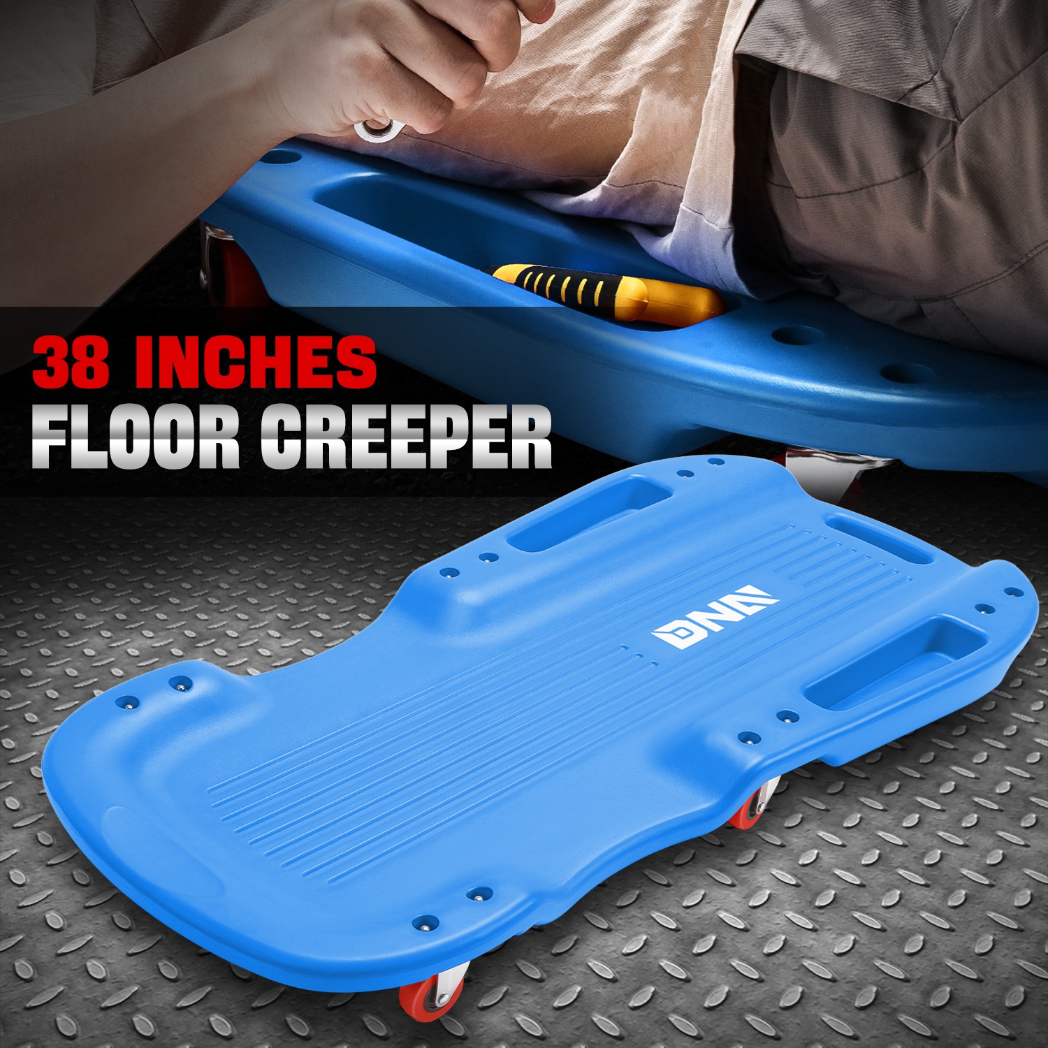 38" Blue Rolling Low Profile Shop Garage Mechanic Repair Creeper w/ 6 Casters