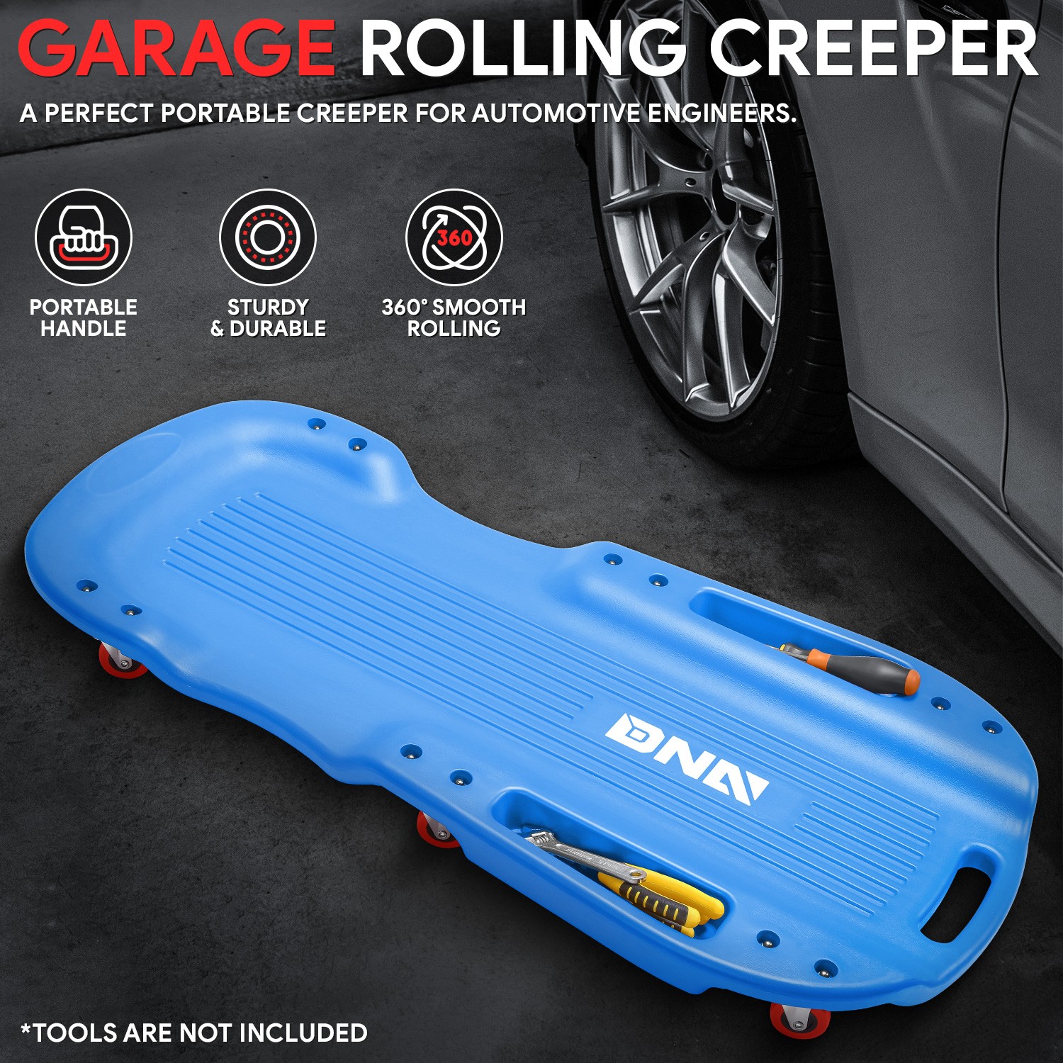 38" Blue Rolling Low Profile Shop Garage Mechanic Repair Creeper w/ 6 Casters - Image 2