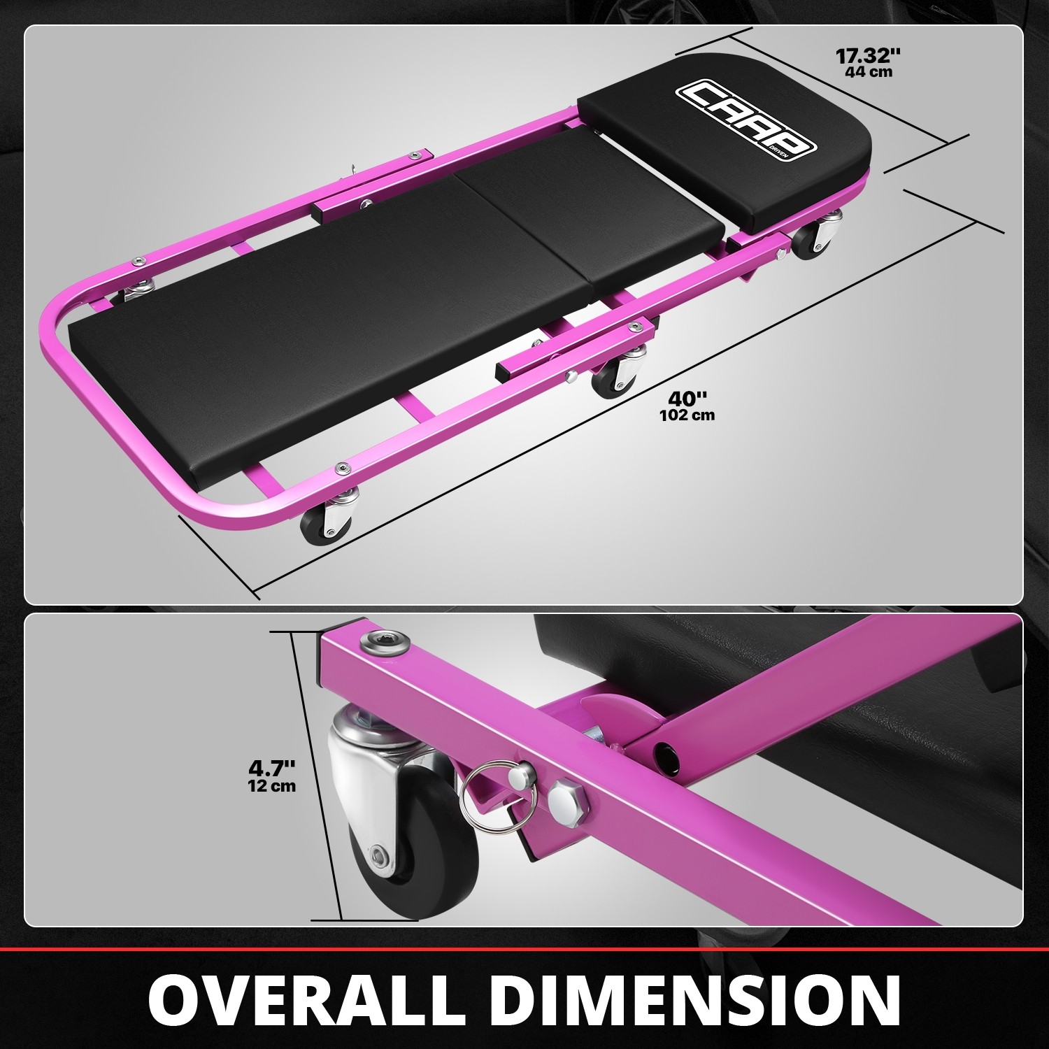 40" Folding Automotive Creeper for Garage Mechanic Rolling Under Car Purple - Image 5