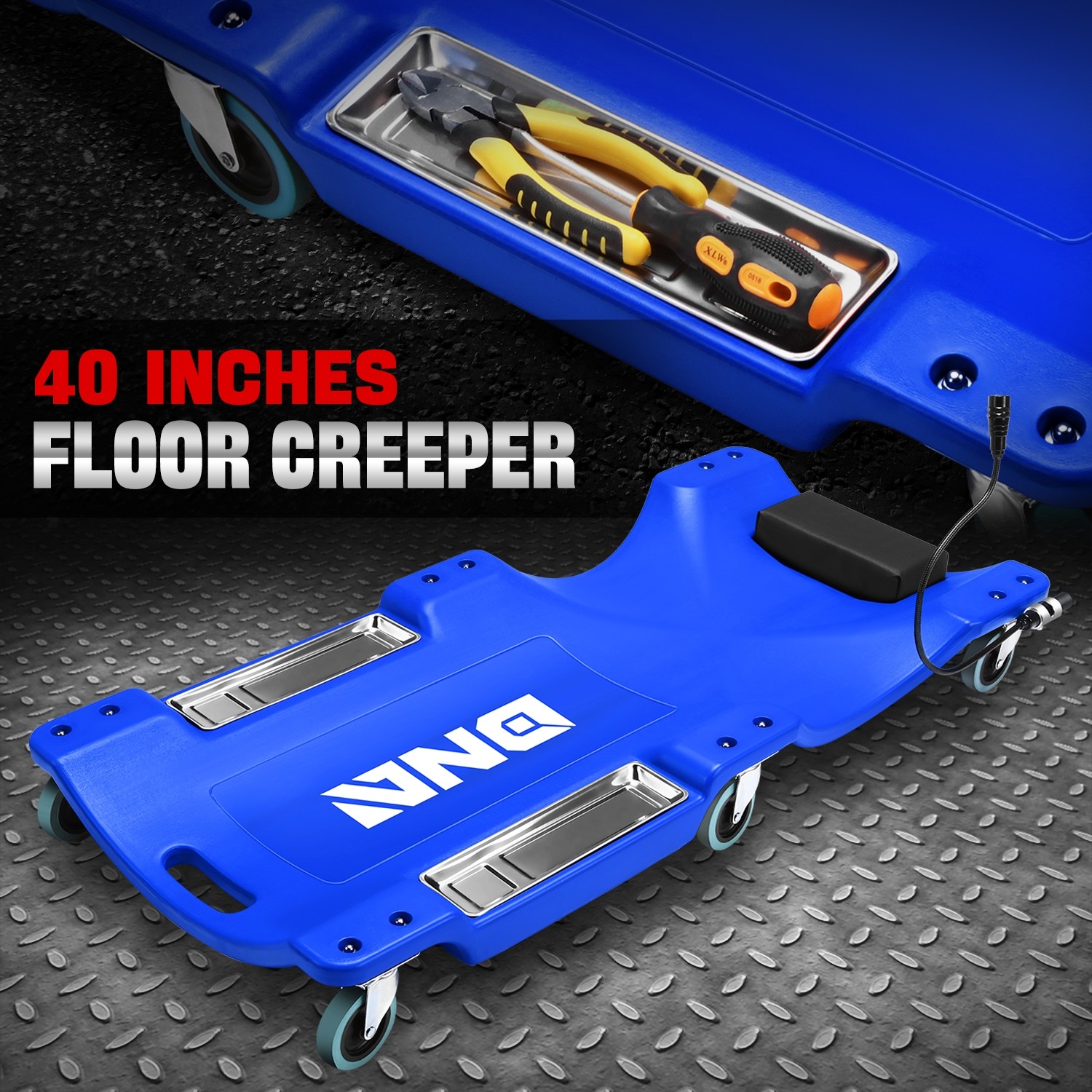 Low Profile 40" Rolling Garage Mechanic Repair Creeper w/ 6 Swivel Casters Blue