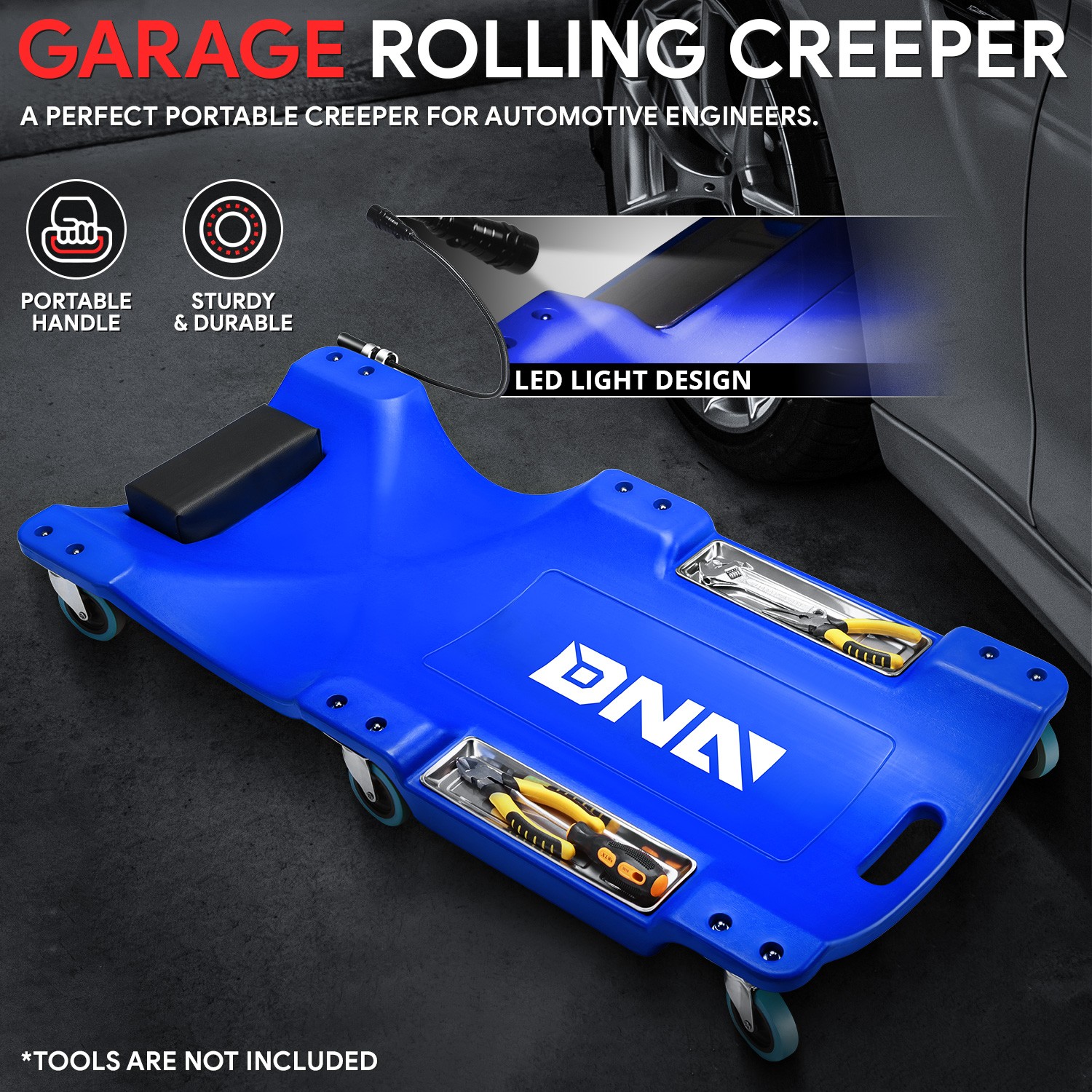 Low Profile 40" Rolling Garage Mechanic Repair Creeper w/ 6 Swivel Casters Blue - Image 2