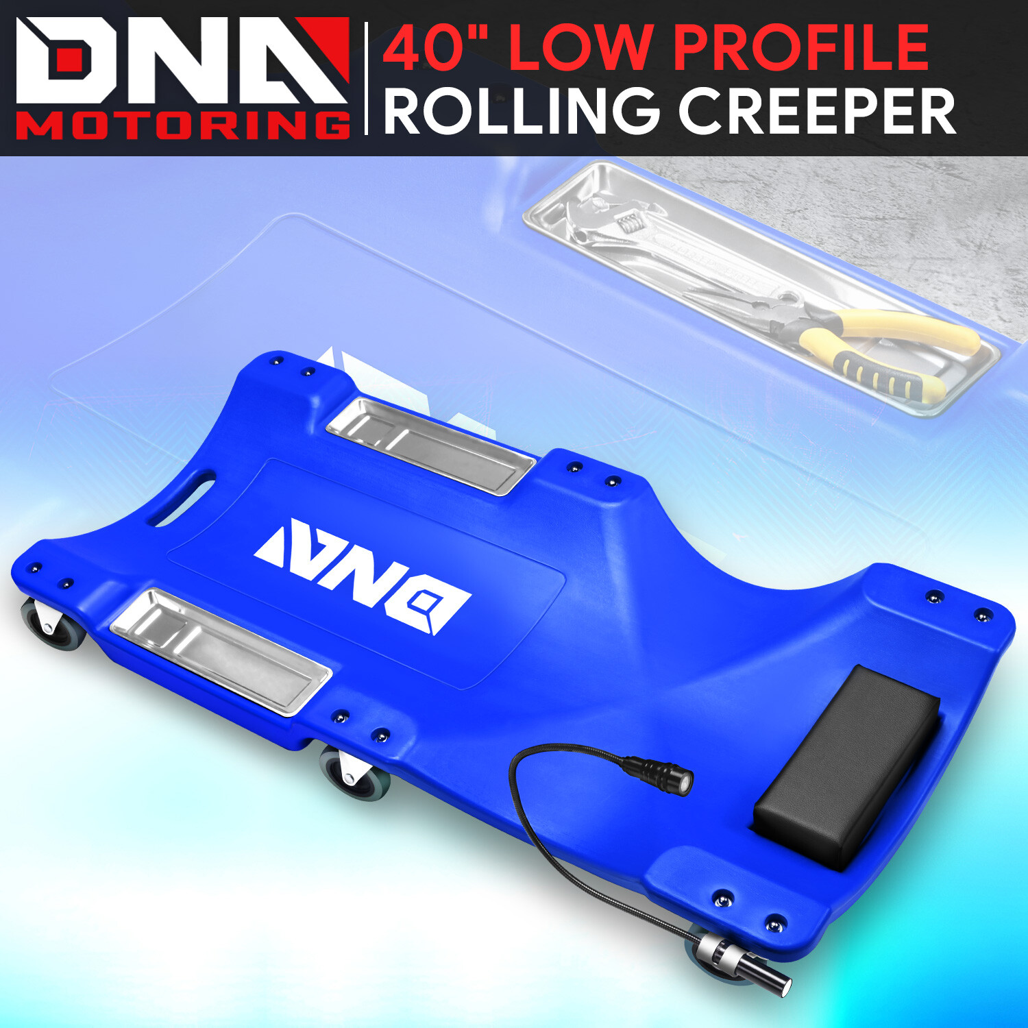 40" Blue Rolling Low Profile Shop Garage Mechanic Repair Creeper w/ 6 Casters