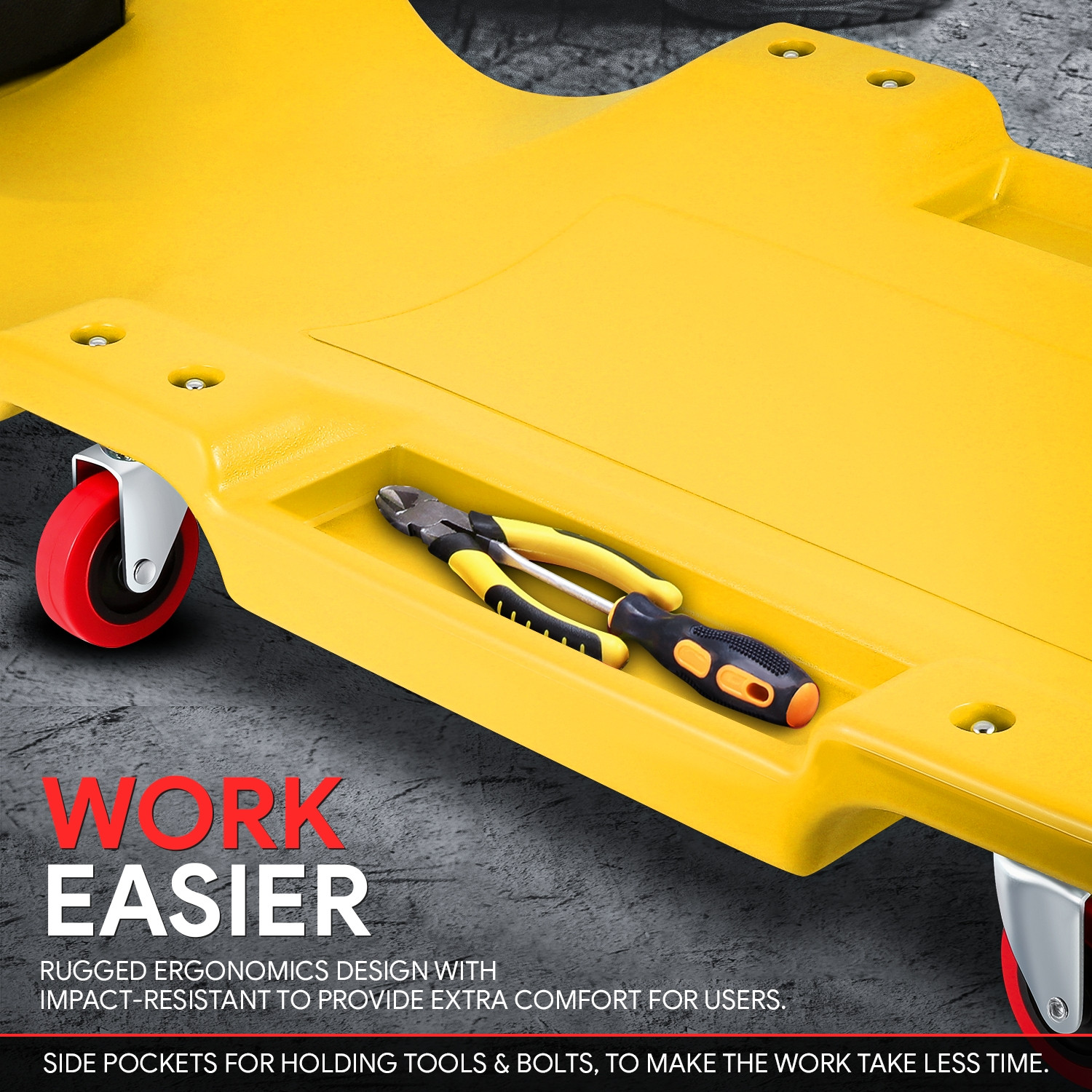 36"X17" Low Profile Automotive Creeper Garage Mechanic Rolling Under Car Yellow - Image 4