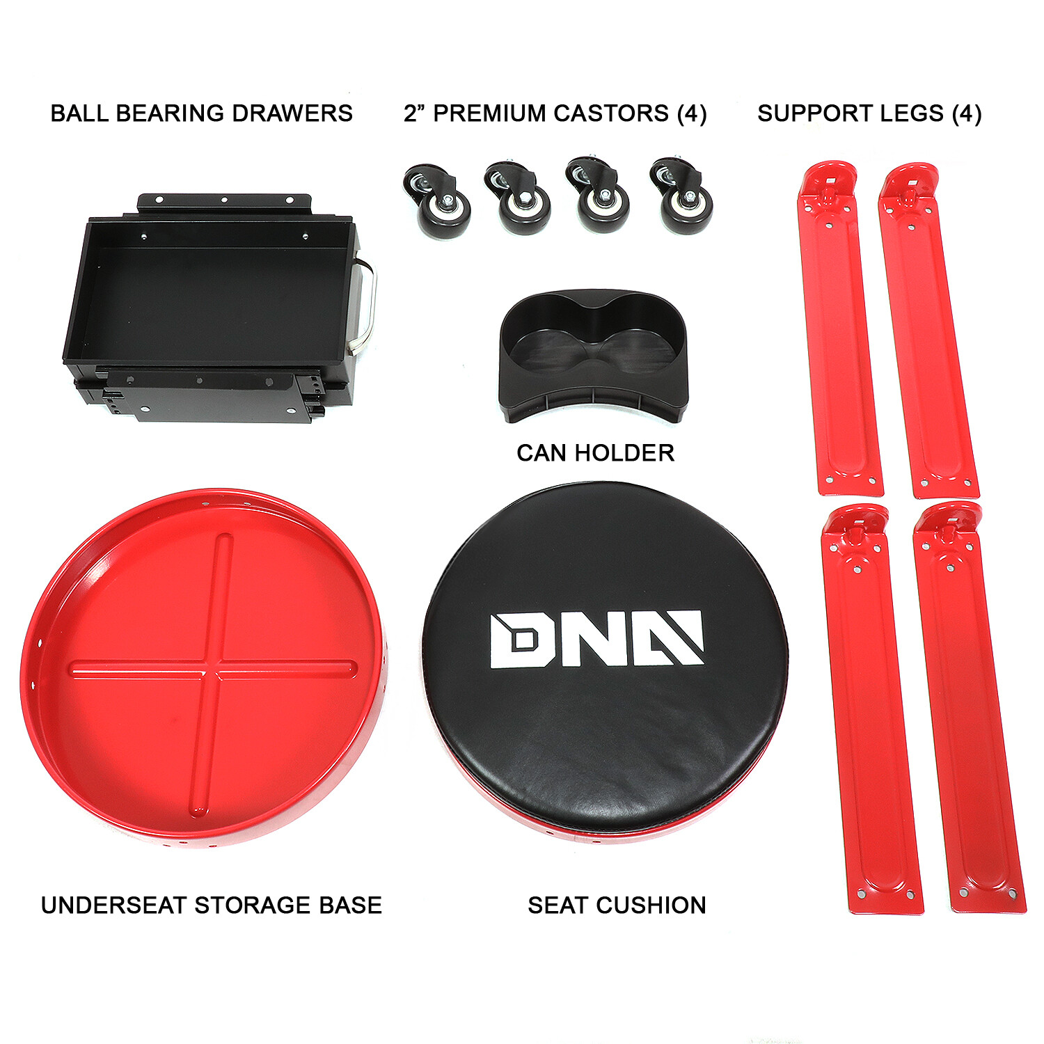 16" X 16" Automotive Car Round Mechanic Roller Seat Creeper Stool w/Tool Tray - Image 3