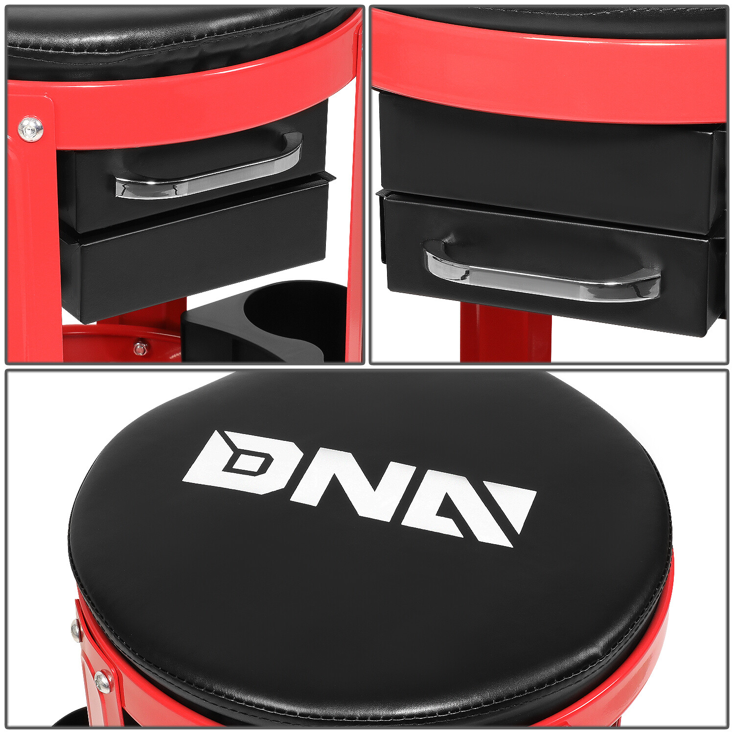 16" X 16" Automotive Car Round Mechanic Roller Seat Creeper Stool w/Tool Tray - Image 4
