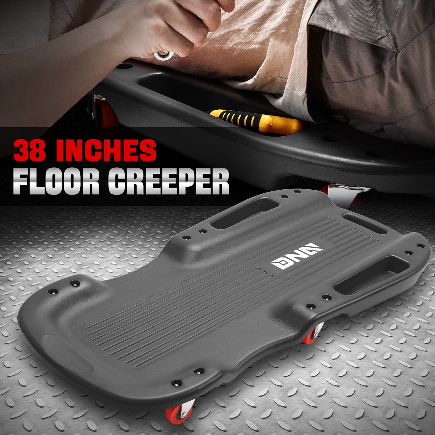 38" Black Rolling Low Profile Shop Garage Mechanic Repair Creeper w/ 6 Casters