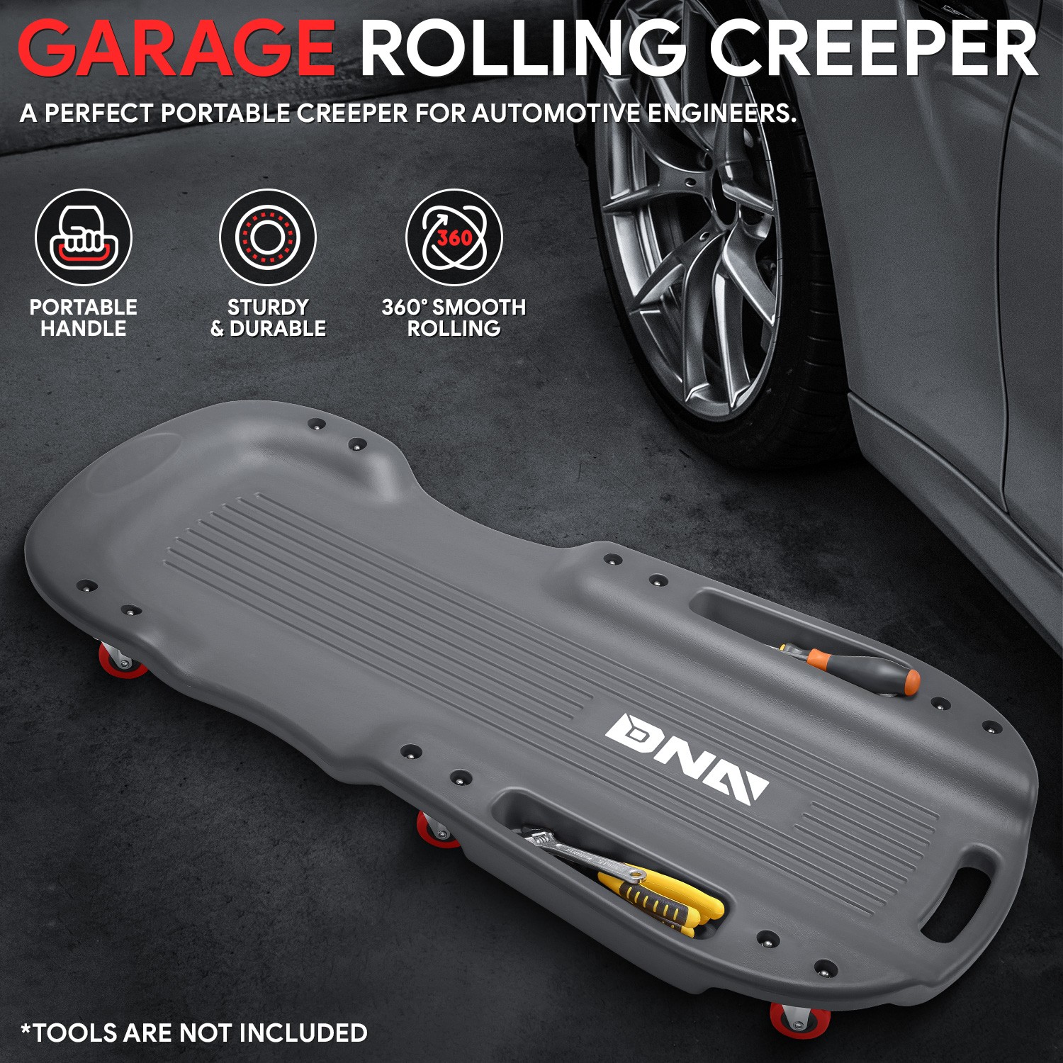 38" Black Rolling Low Profile Shop Garage Mechanic Repair Creeper w/ 6 Casters - Image 2