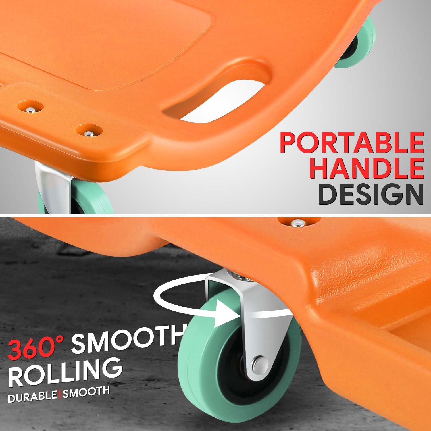 40"X17" Low Profile Automotive Creeper Garage Mechanic Rolling Under Car Orange - Image 3