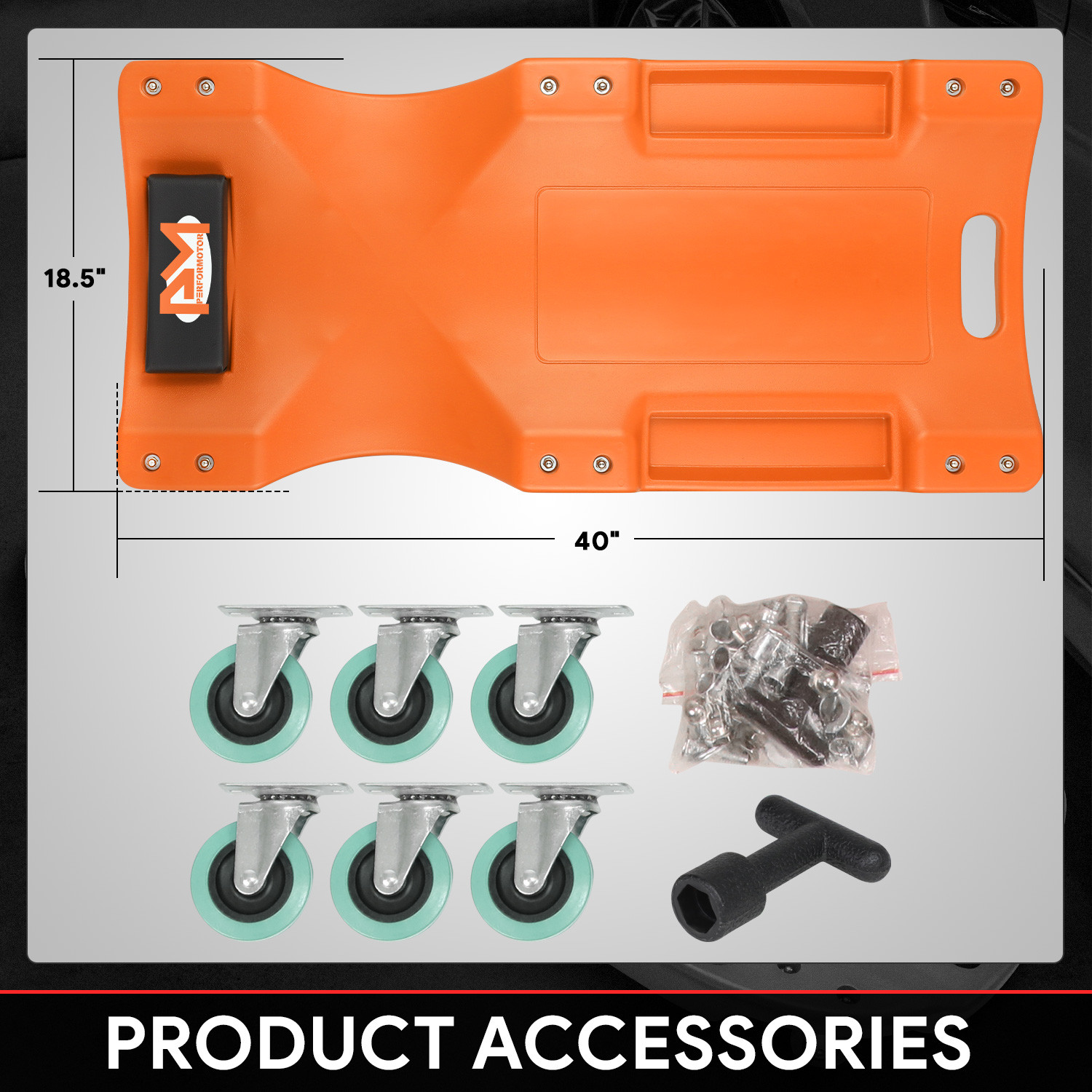 40"X17" Low Profile Automotive Creeper Garage Mechanic Rolling Under Car Orange - Image 5