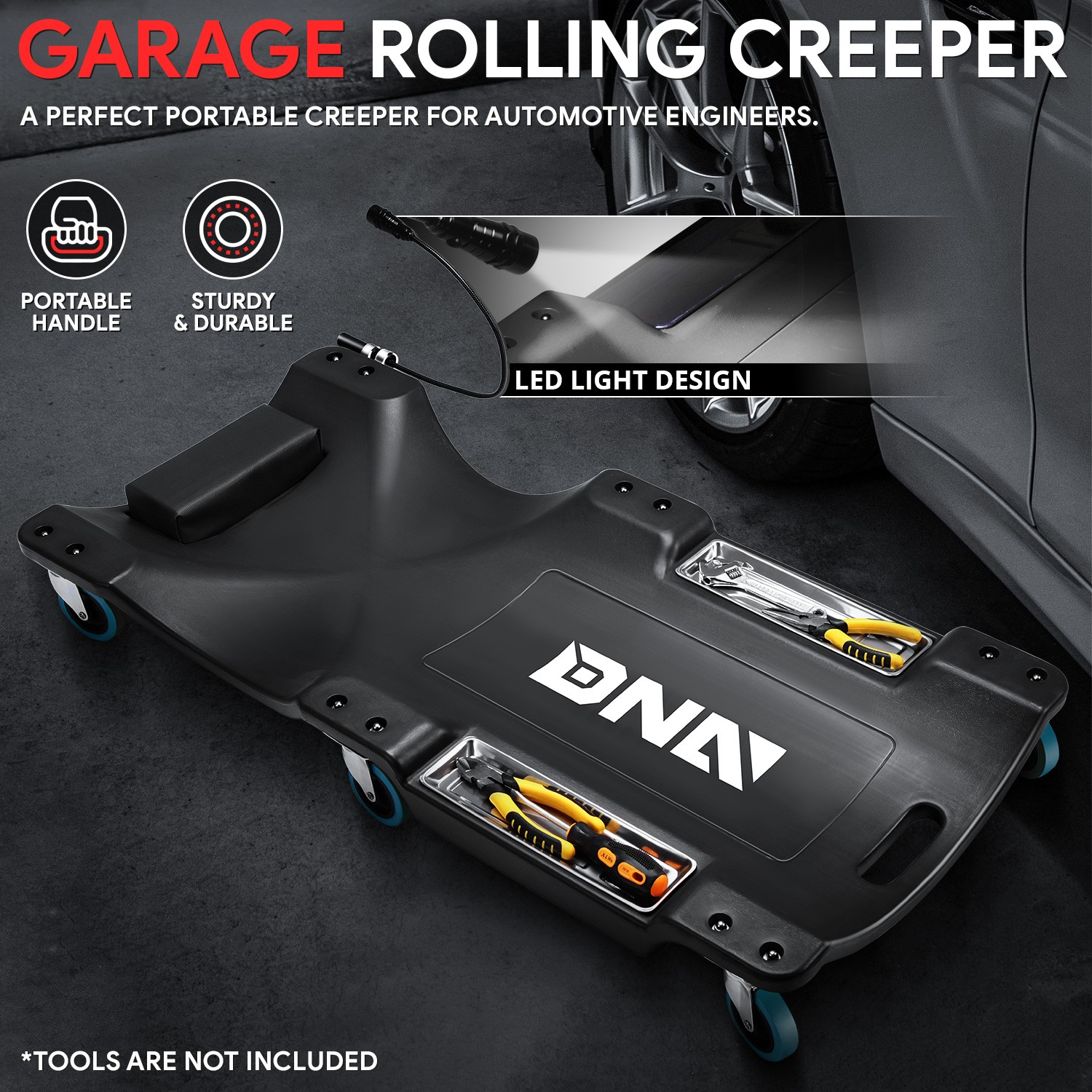 Low Profile 40" Rolling Garage Mechanic Repair Creeper w/ 6 Swivel Casters Black - Image 2