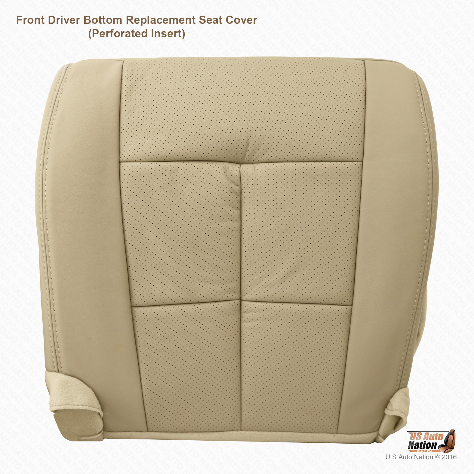 2007 to 2014 Lincoln Navigator DRIVER & PASSENGER Bottom Leather Seat Cover TAN - Image 3