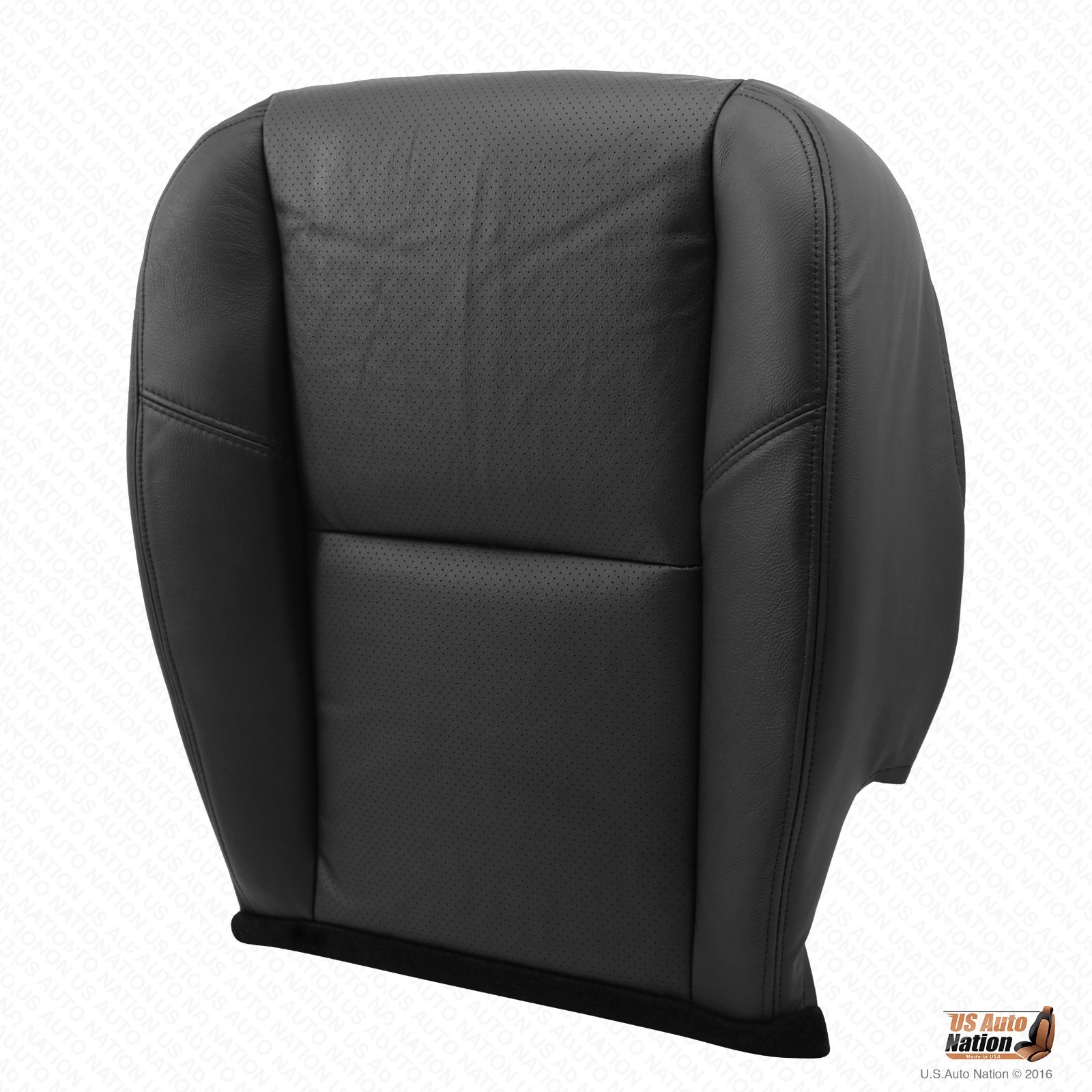 2007-2014 For GMC Sierra Leather Perf. Driver Bottom Seat Cover Ebony Black - Image 2