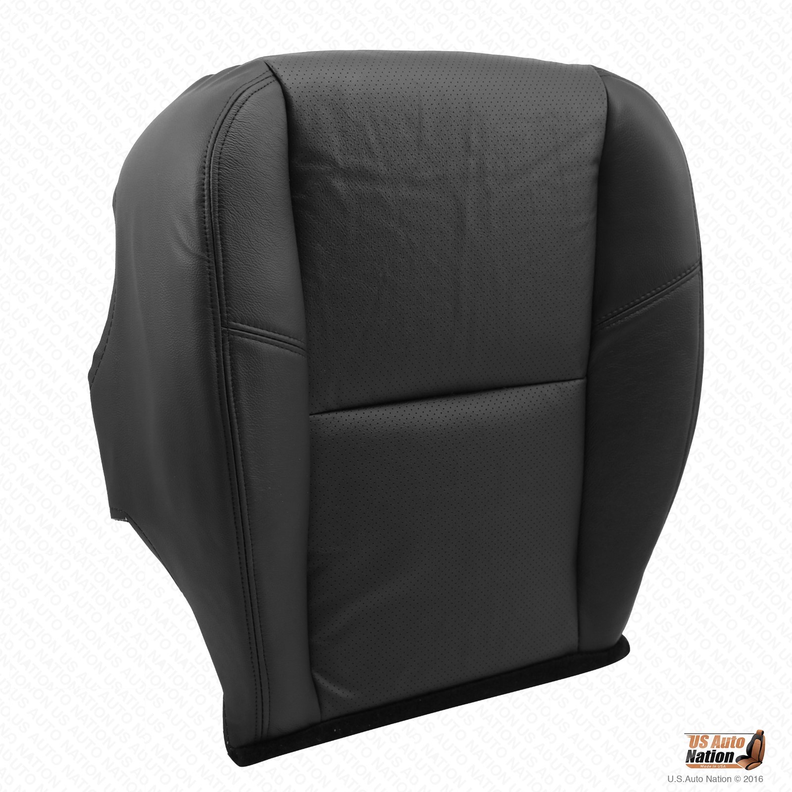 2007-2014 For GMC Sierra Leather Perf. Driver Bottom Seat Cover Ebony Black - Image 3