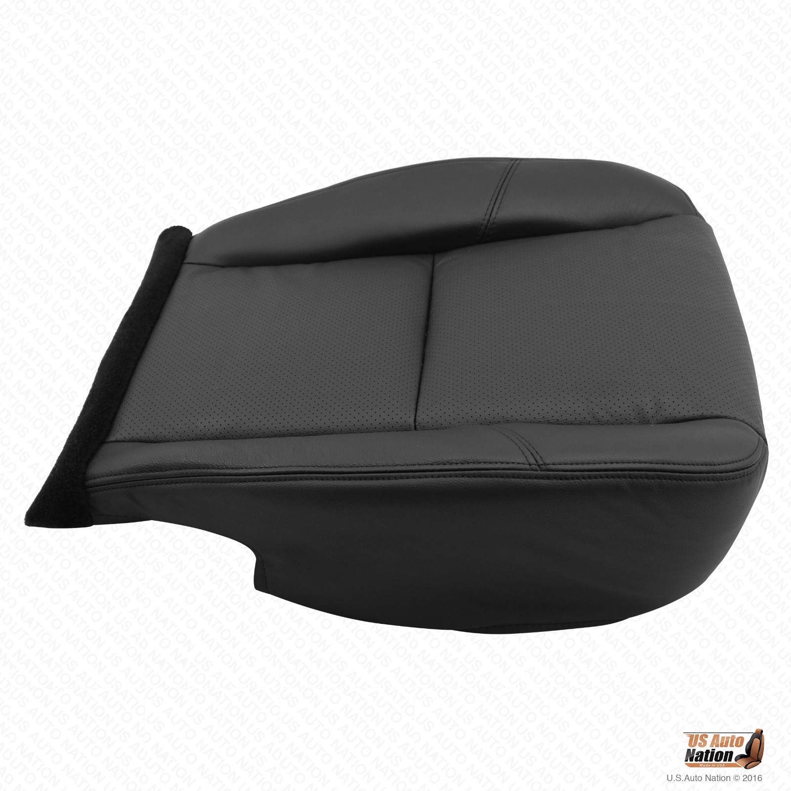 2007-2014 For GMC Sierra Leather Perf. Driver Bottom Seat Cover Ebony Black - Image 4