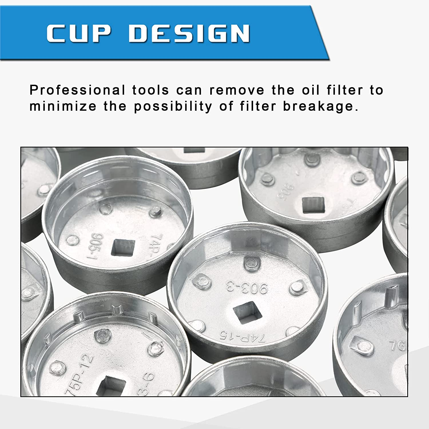 23PC Oil Filter Removal Cap Wrench Garage Socket Set Automotive Removal Garage T - Image 5