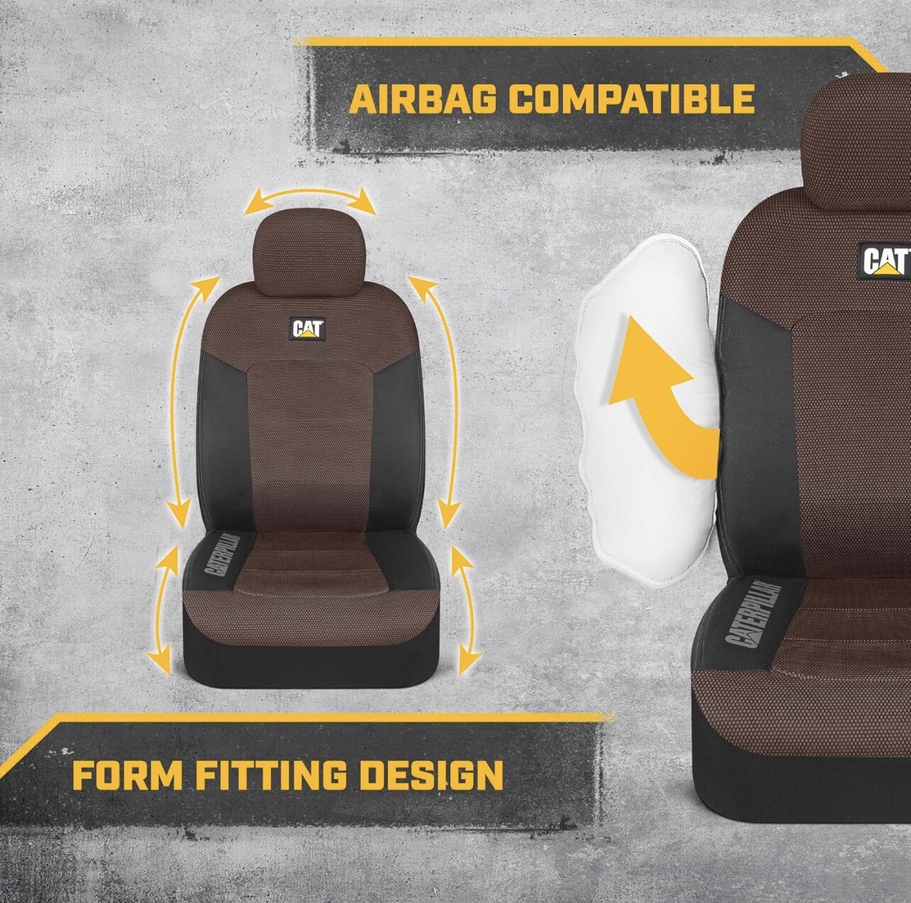 Caterpillar Automotive Seat Covers for Front Seats, Brown / Black, CASC-2284-BW - Image 3