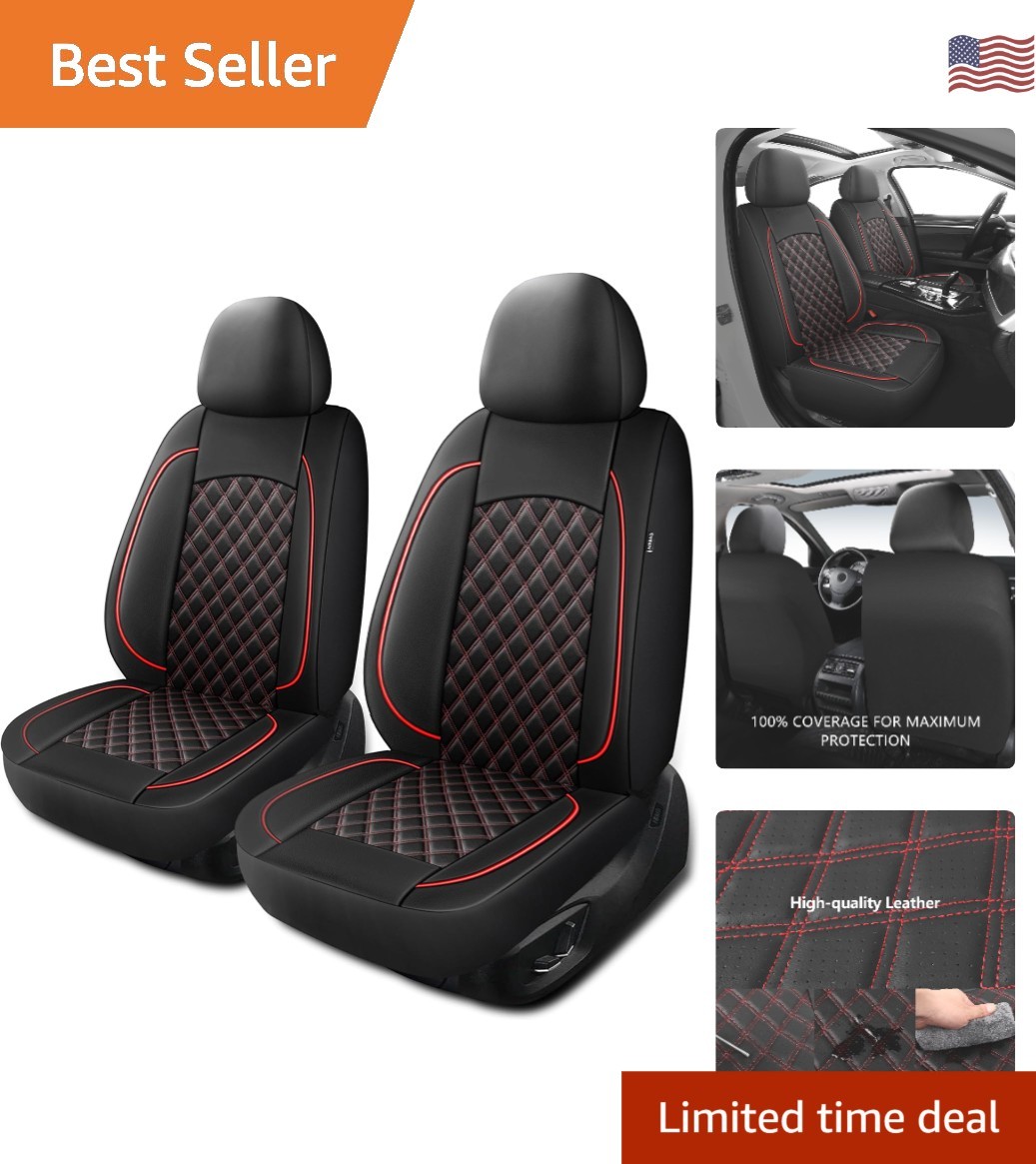 Fundas de Asiento de Coche de Cuero, Transpirables e Impermeables Cuero Napa Automotriz Mar...-
