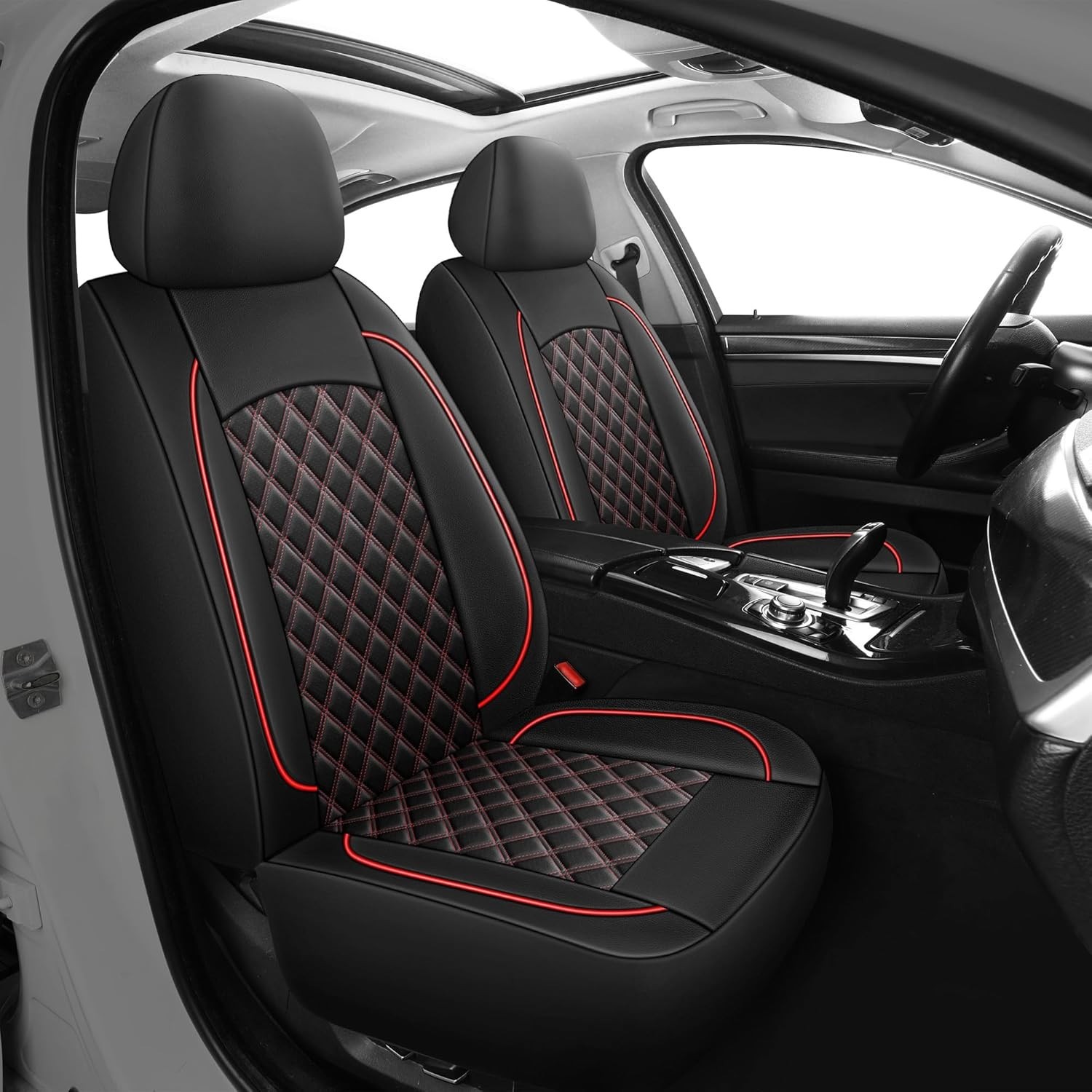 Fundas de Asiento de Coche de Cuero, Transpirables e Impermeables Cuero Napa Automotriz Mar...- - Image 3
