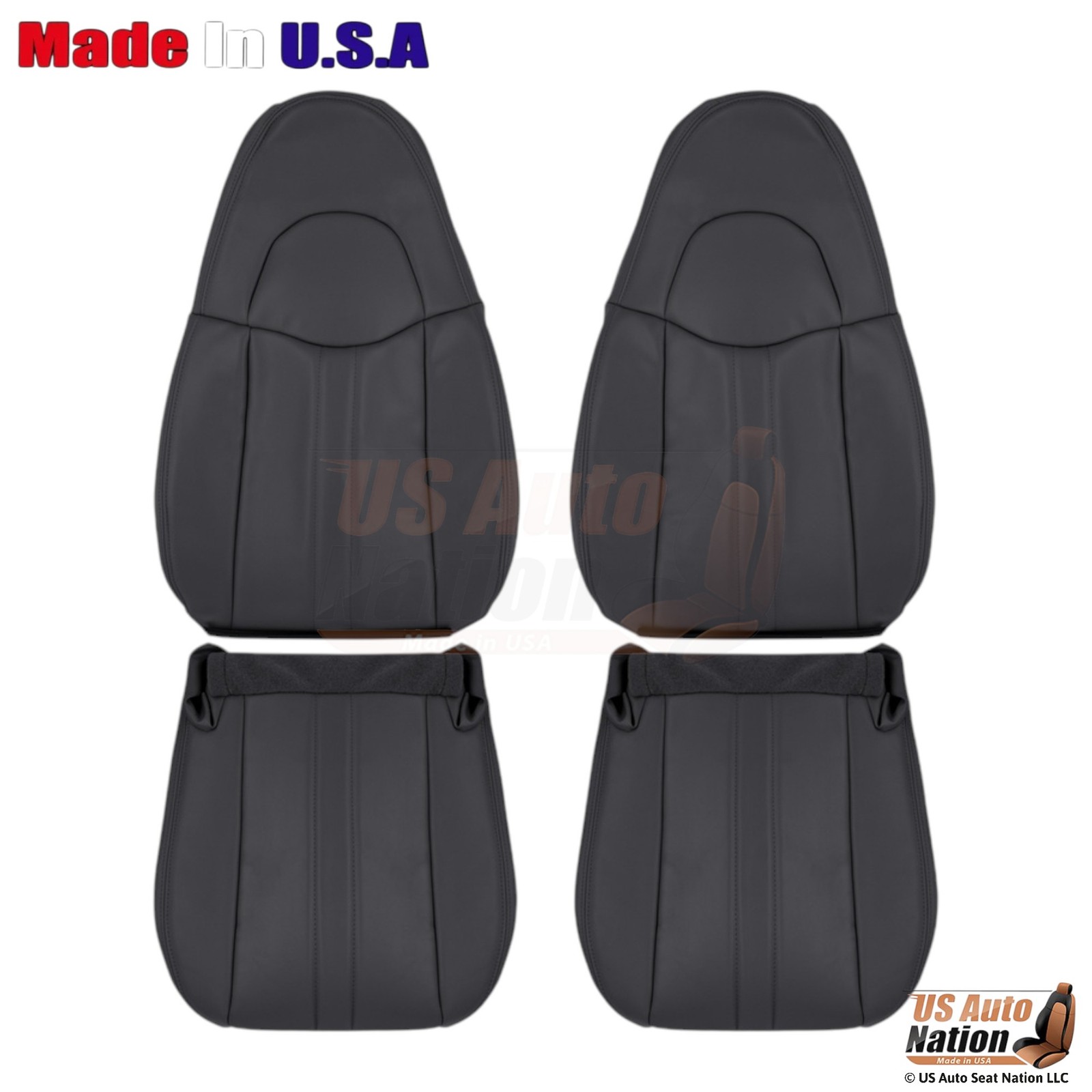 1996-2002 Fits Chevy Express Leatherette Front Replacement Covers Very Dk Pewter