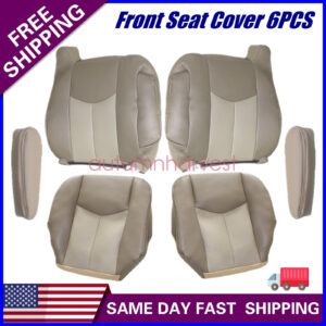 For 2003 2004 2005 2006 GMC Sierra & Yukon Denali Front Leather Seat Covers Tan