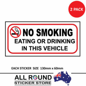 12 x No Smoking Eating Drinking Car Window Stickers, Taxi Vehicle Safety Signs