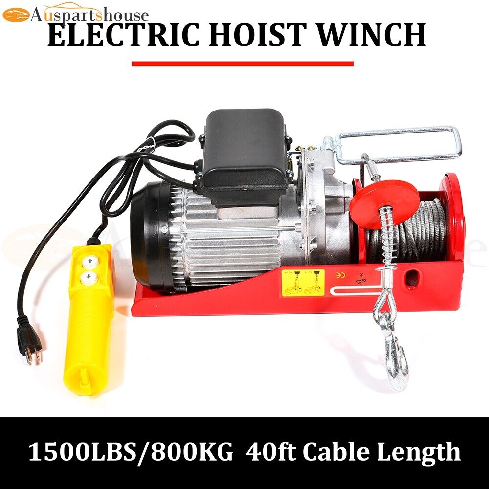 1500lb 700kg Electric Hoist Winch Lifting Engine Crane Automotive 110V/60Hz