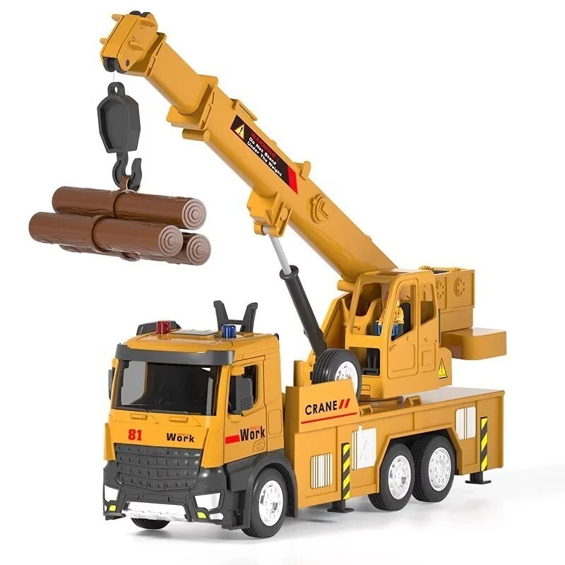 1/18 Crane Work Truck Model Toys Car Diecast Alloy Engineering Vehicle Doors