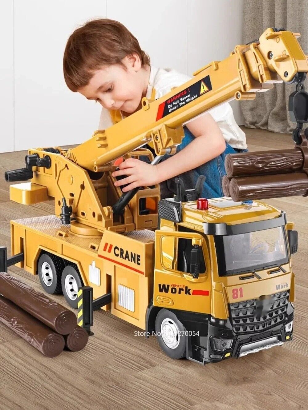 1/18 Crane Work Truck Model Toys Car Diecast Alloy Engineering Vehicle Doors - Image 2