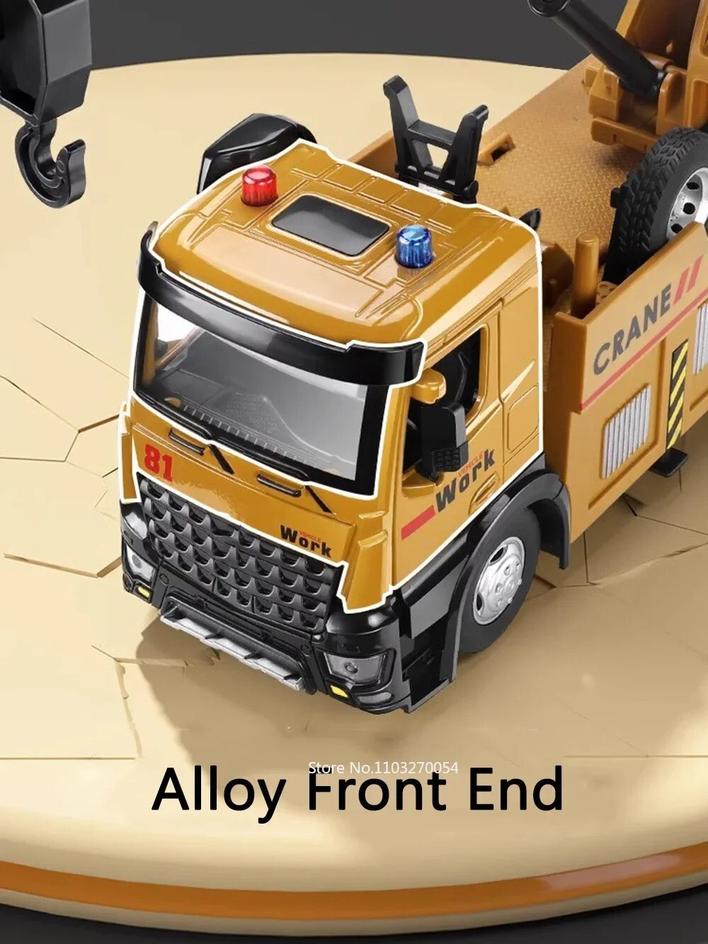 1/18 Crane Work Truck Model Toys Car Diecast Alloy Engineering Vehicle Doors - Image 4