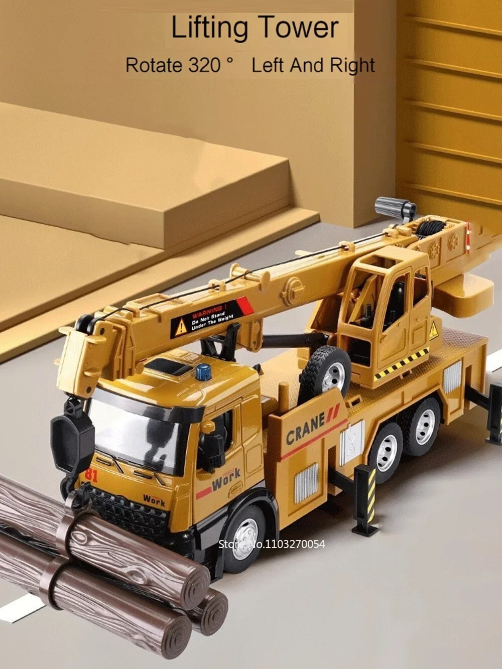 1/18 Crane Work Truck Model Toys Car Diecast Alloy Engineering Vehicle Doors - Image 5