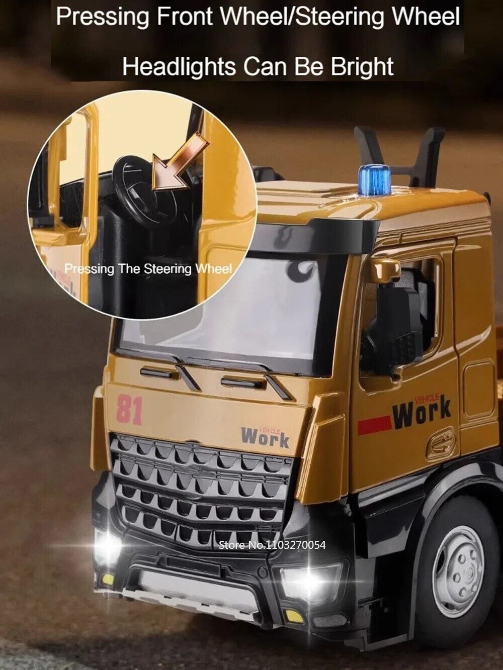 1/18 Crane Work Truck Model Toys Car Diecast Alloy Engineering Vehicle Doors - Image 4