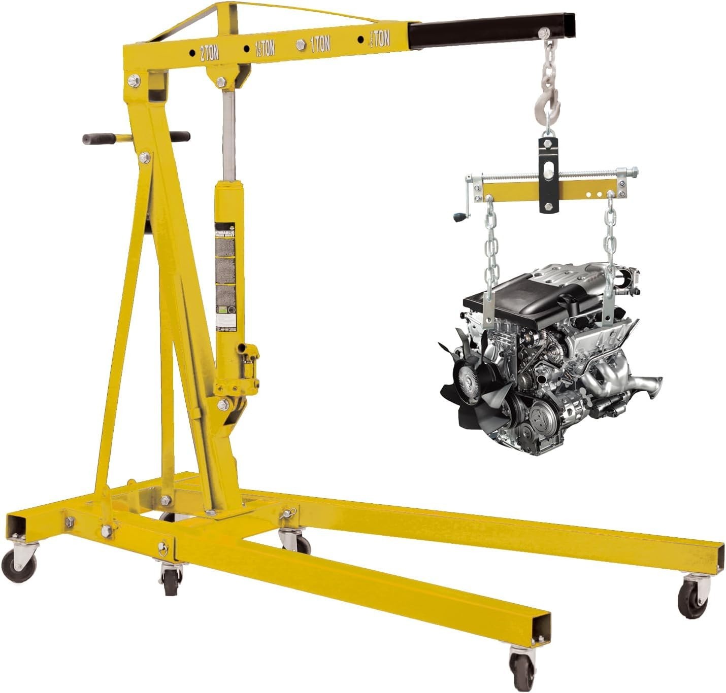 Heavy Duty Engine Hoist Leveler Cherry Picker Shop Crane Load Lift Tool 1500 Lbs