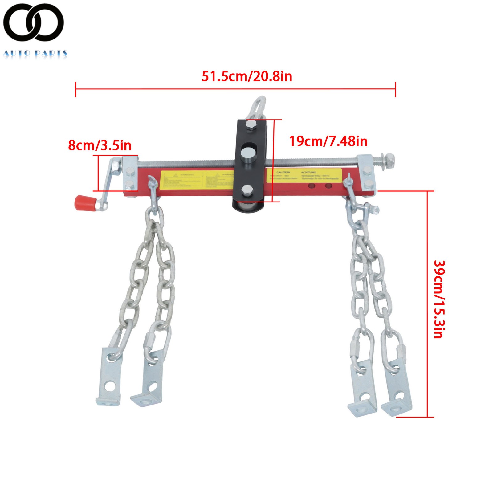 Red 3/4 Ton Engine Hoist Shop Crane Accessory Steel 3 Engine Leveler - Image 5