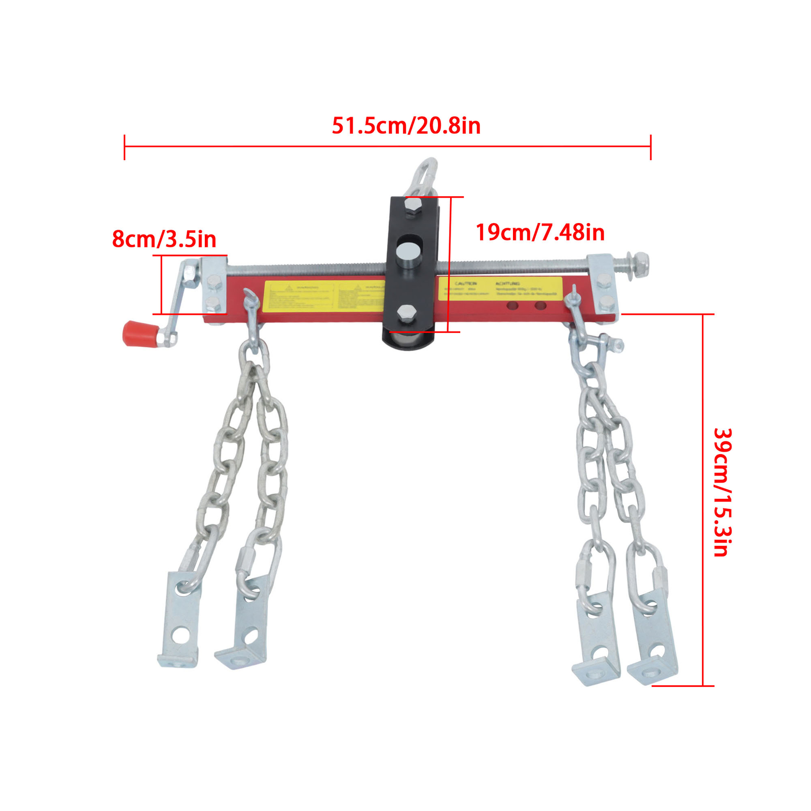 3/4 Ton Engine Hoist Shop Crane Accessory Steel 3 Engine Leveler Red - Image 2