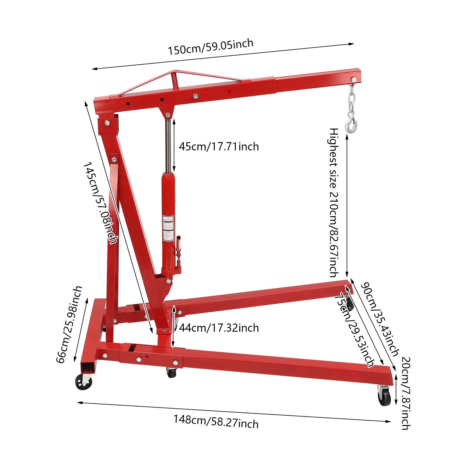 4409LBS 2 TON Heavey Duty Engine Motor Hoist Cherry Picker Shop Crane Lift New - Image 3