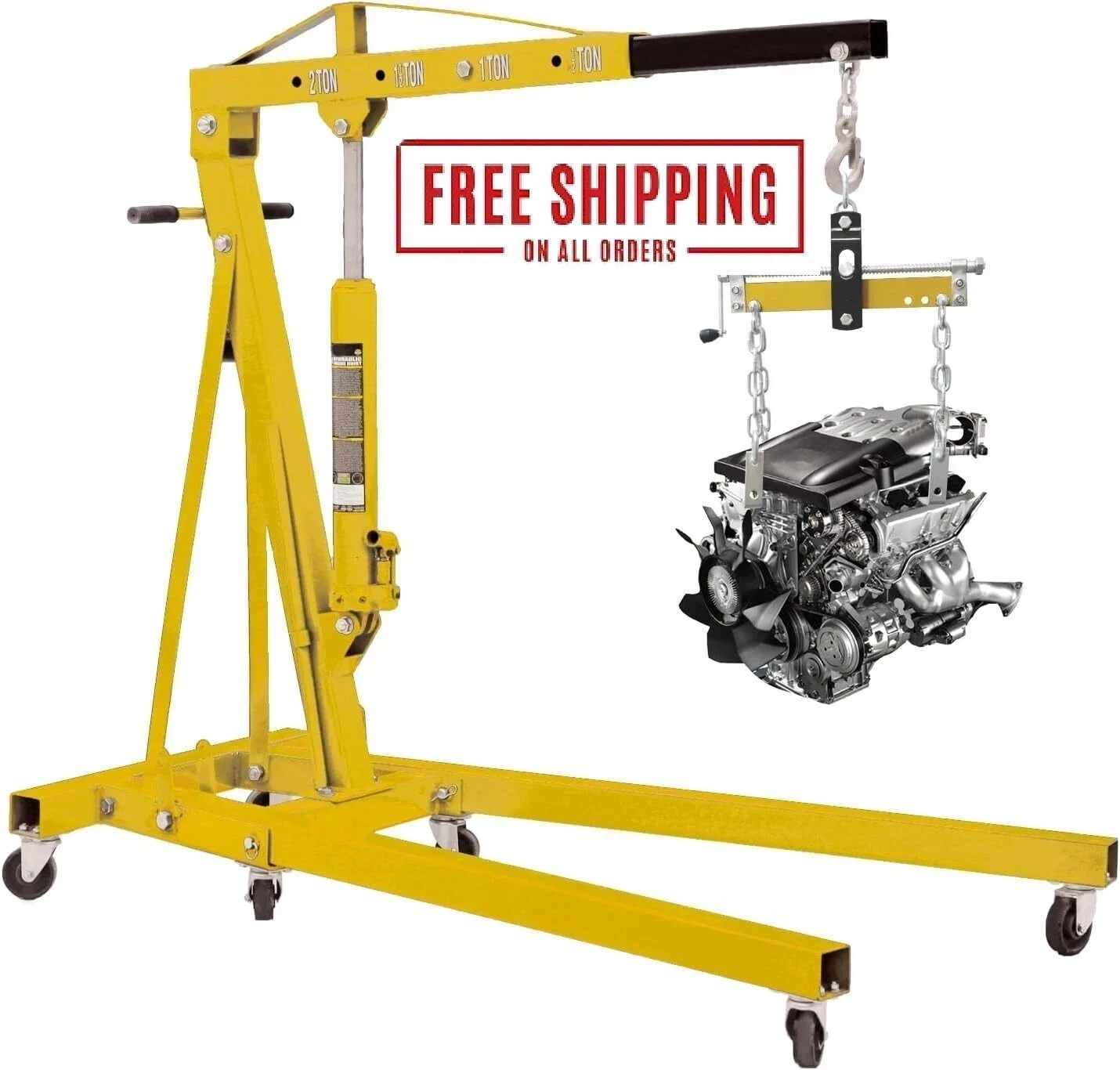 Heavy Duty Engine Hoist Leveler Cherry Picker Shop Crane Load Lift Tool 1500 Lbs