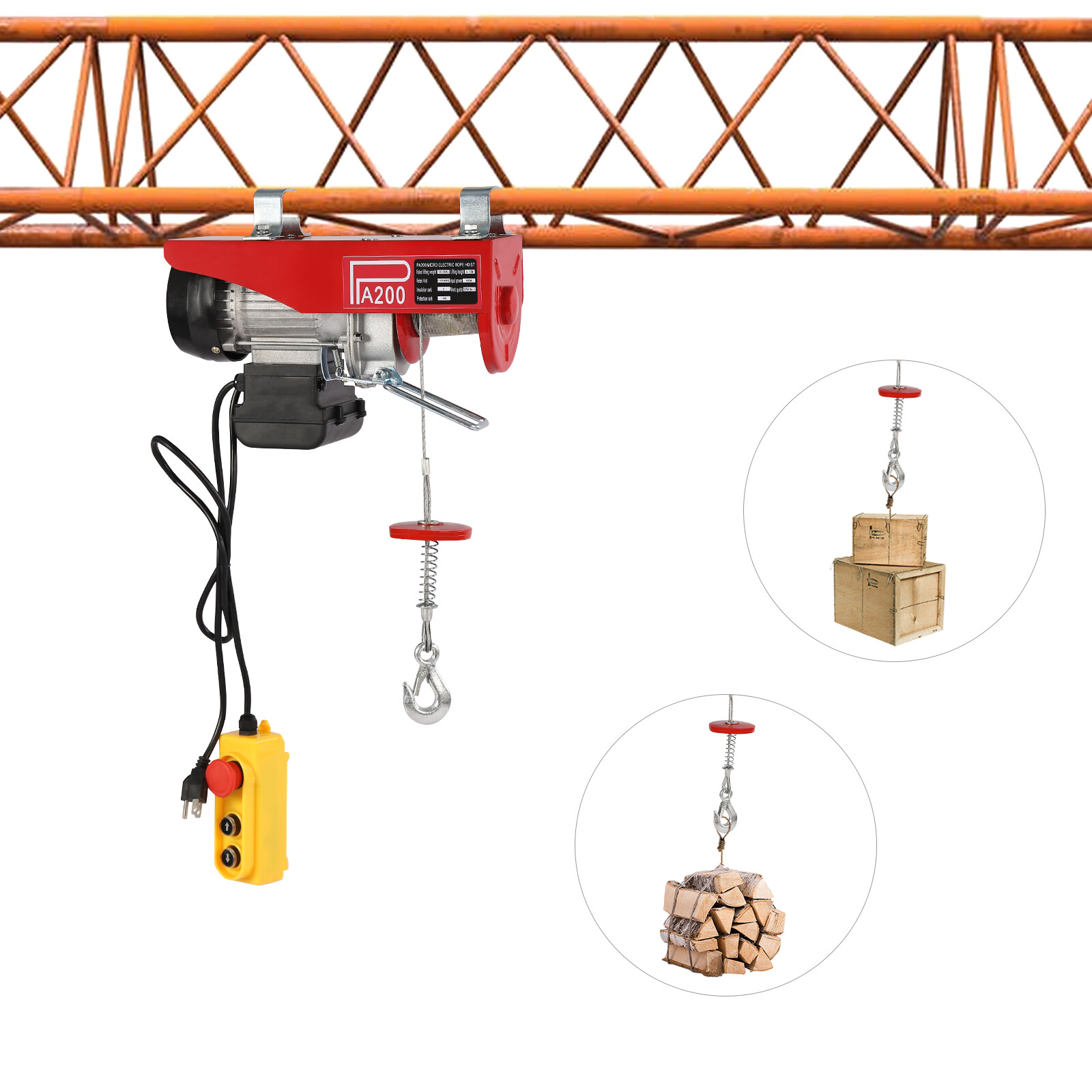 440LBS Electric Hoist Winch Engine Crane with Remote Control 110V - Image 4