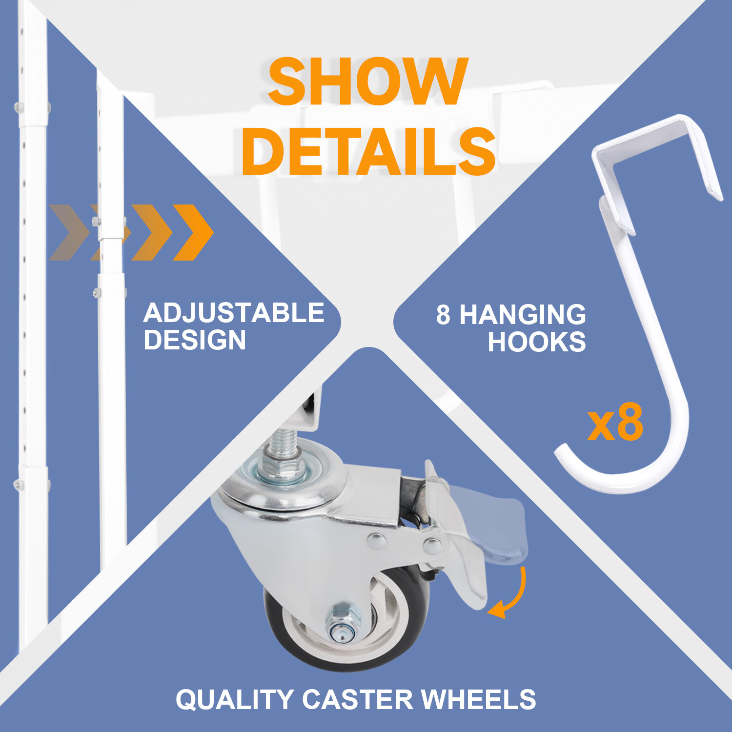 Painting Rack Automotive Paint Stand 8 Hooks, Adjustable For Painting and Drying - Image 4