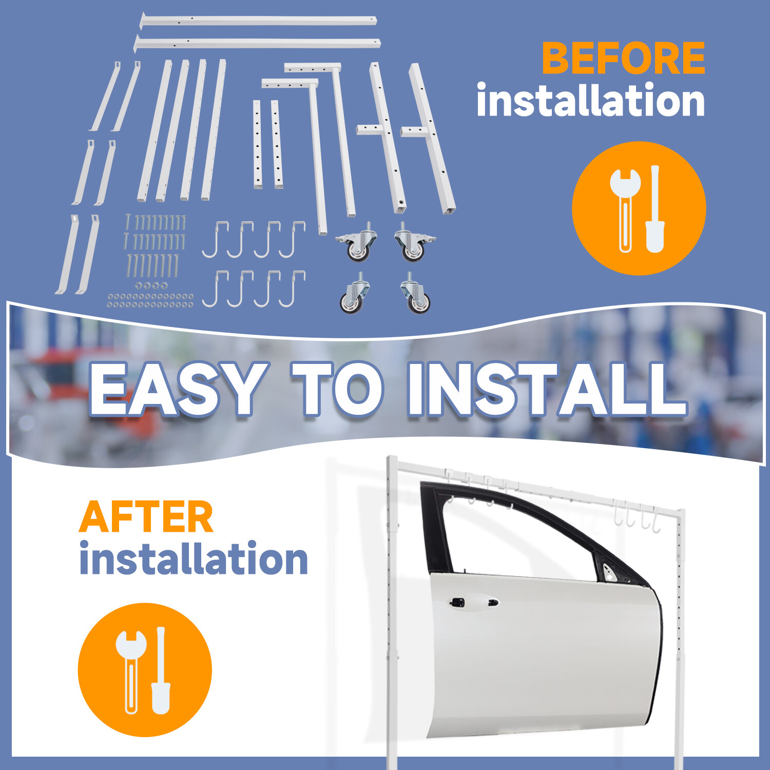 Painting Rack Automotive Paint Stand 8 Hooks, Adjustable For Painting and Drying - Image 5
